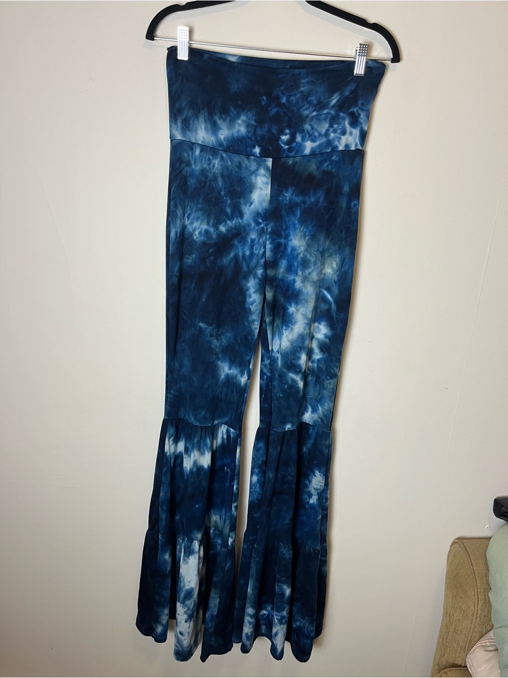 Kantha Bae Open Hands Blue Tie Dye Stretchy Bell Bottoms